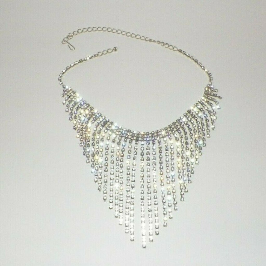 Fringe Necklace Swarovski Crystals Rhinestones 35$